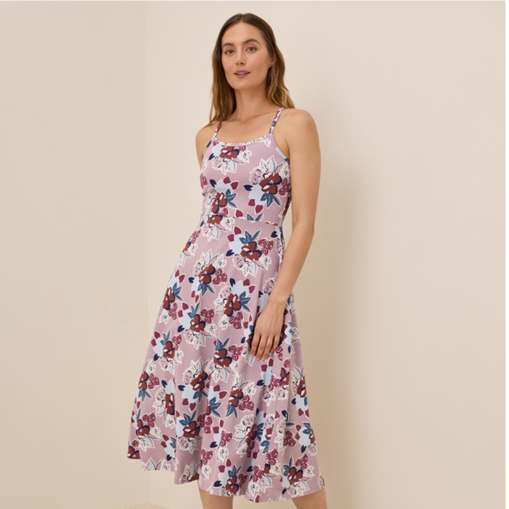 Pact Floral Midi Dress in Pink and Purple
